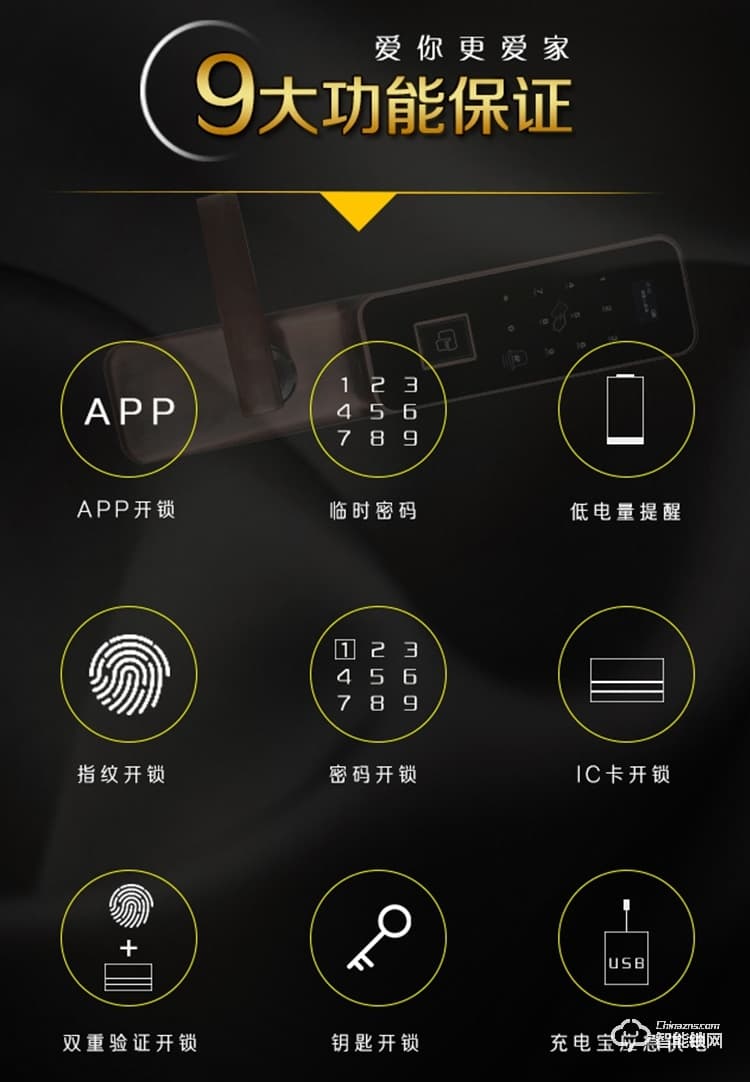 邦德裕智能锁 KC-501时尚滑盖智能指纹门锁