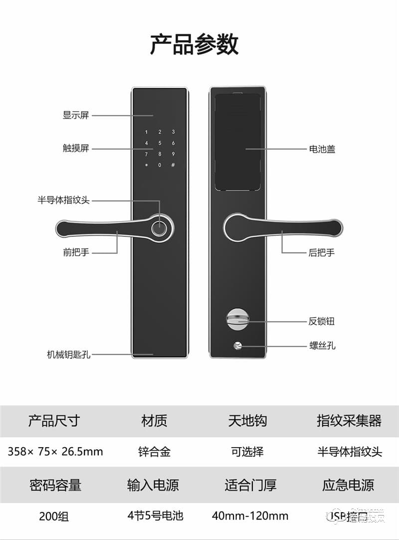 凯奇普智能锁 E1703全自动防盗门智能锁电子锁