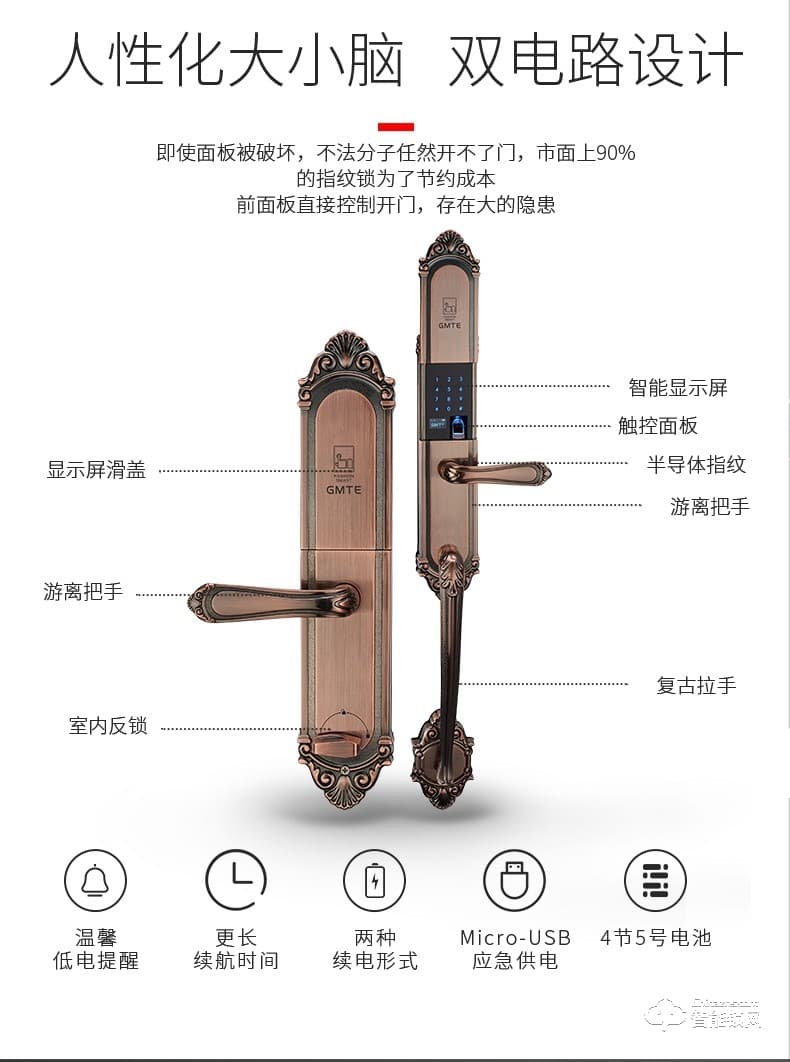 高美帝智能锁 G10智能指纹密码多功能门锁