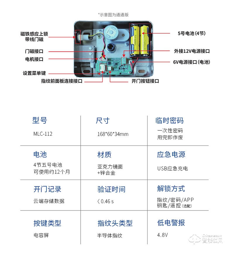 摩萨迪智能锁 MLC-112免布线APP智能指纹锁牛头锁铁门锁