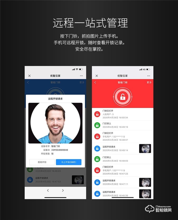 开心橙子智能锁 F20全自动人脸识别智能指纹锁