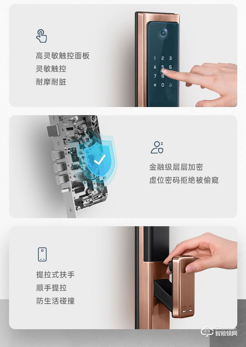 琨山通用智能锁 D8猫眼可视频监控智能锁