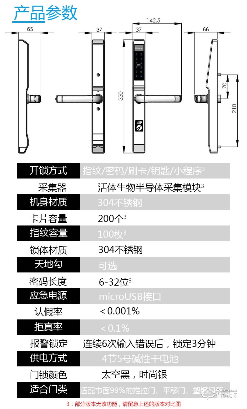 高卡狮智能锁 P8铝合金断桥铝指纹门锁