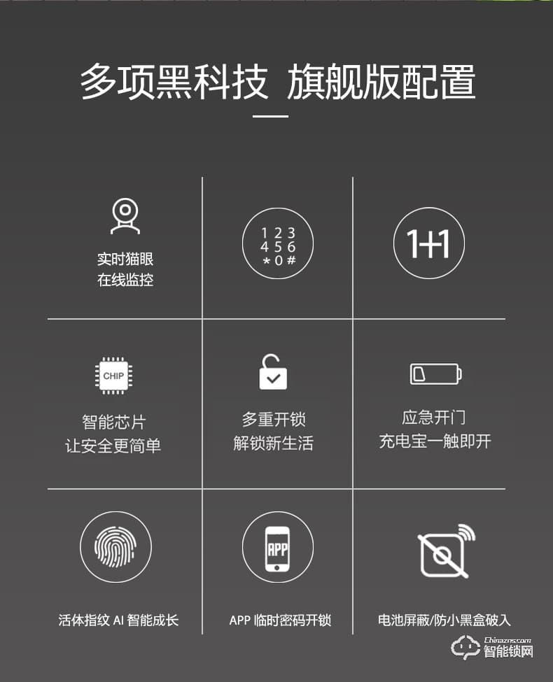 华拓智能锁 H3X全自动内置快开把手防盗门锁