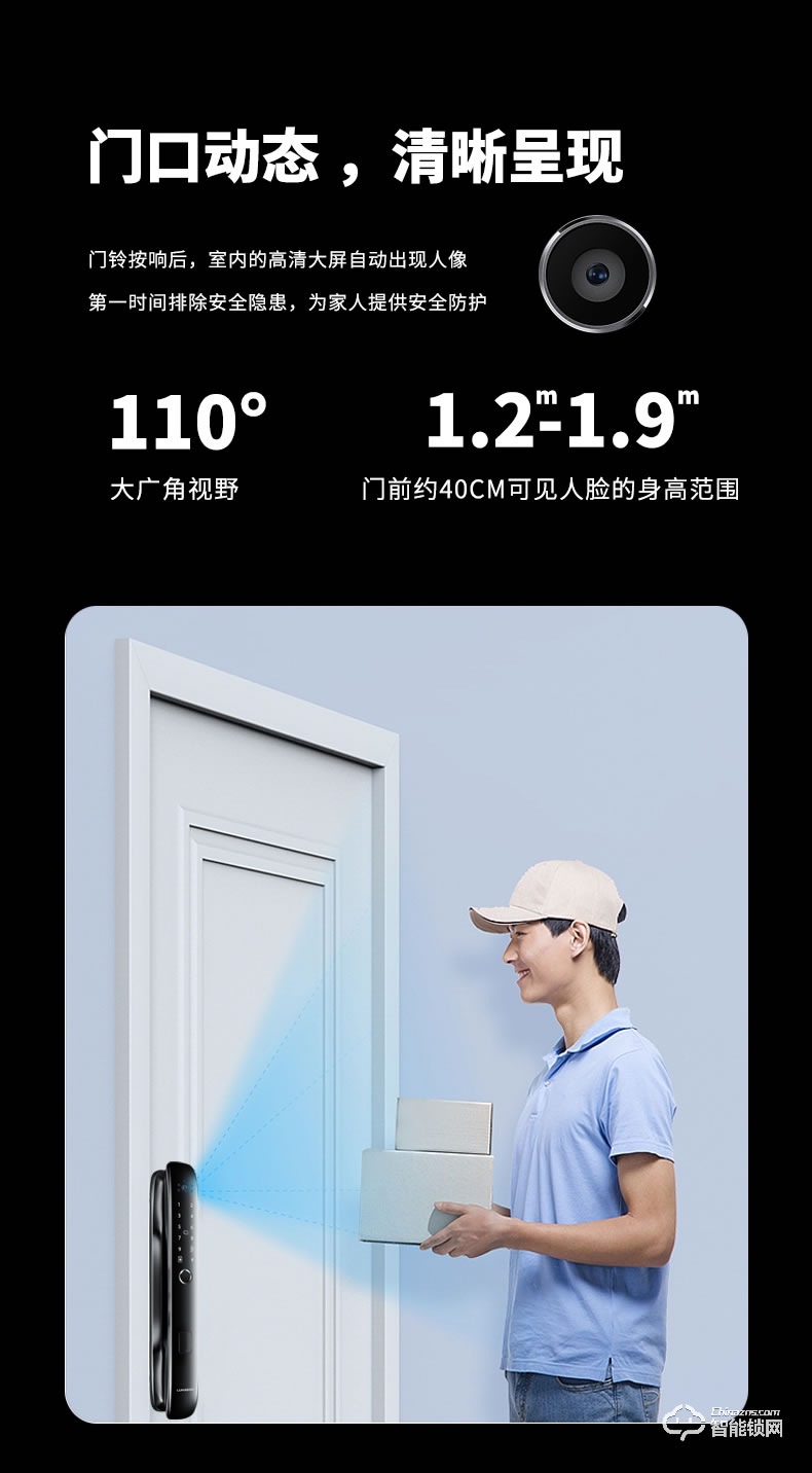 卢纳森智能锁 X10全自动摄像头可视猫眼电子锁