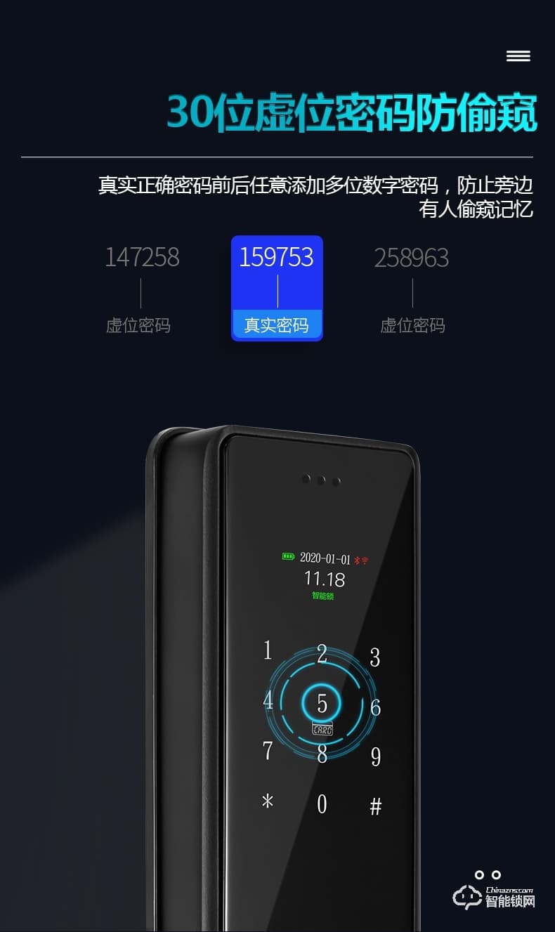 南极星智能锁 家用防盗门通用电子密码锁