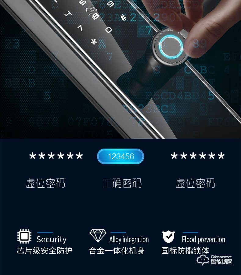 艾迪亚克智能锁 A1全自动人脸识别指纹锁