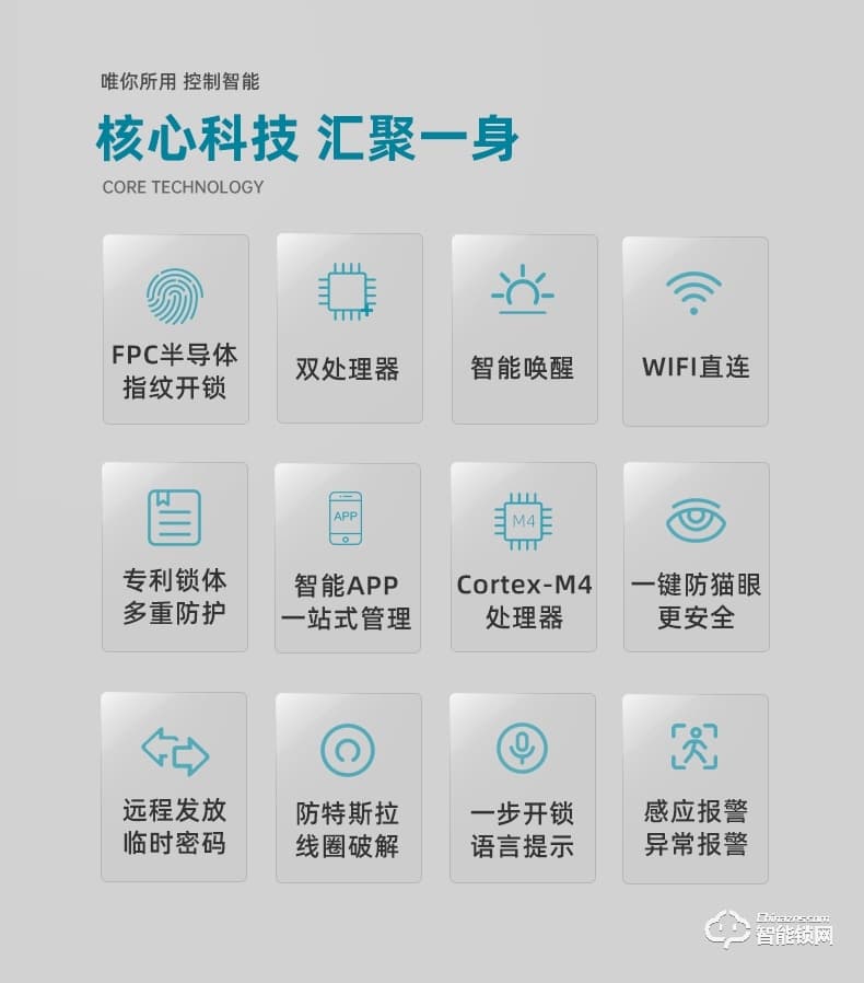 琨山通用智能锁 D217家用防盗门远程开锁公寓密码锁
