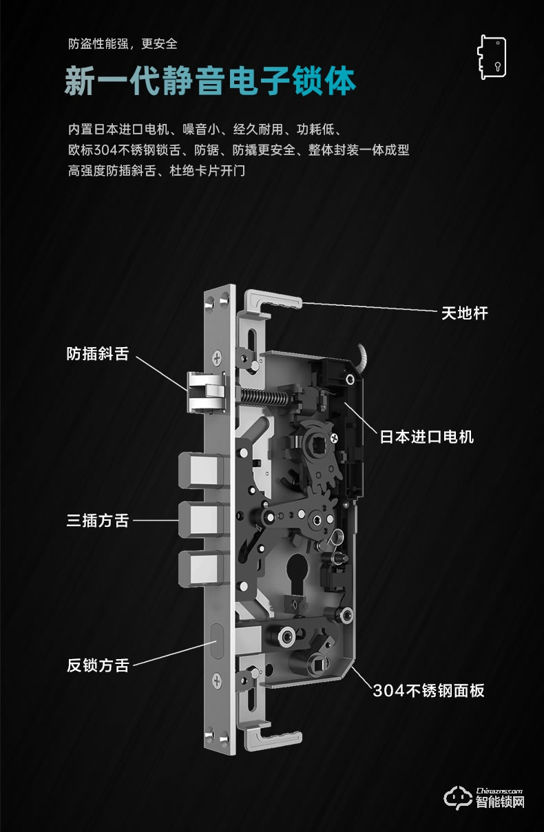 琨山通用智能锁 D6滑盖家用防盗门电子密码锁