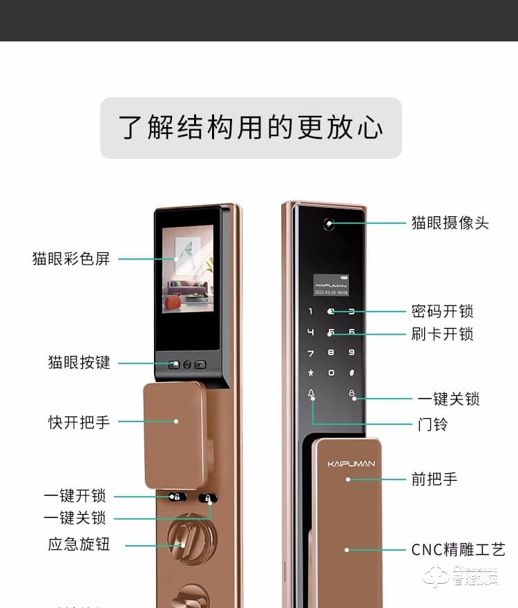 凯普曼智能锁 V8全自动视频猫眼智能锁