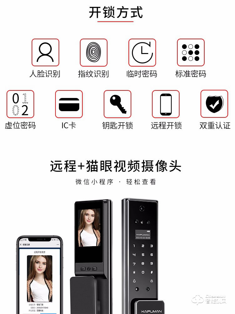 凯普曼智能锁 K8防盗门智能门锁密码锁