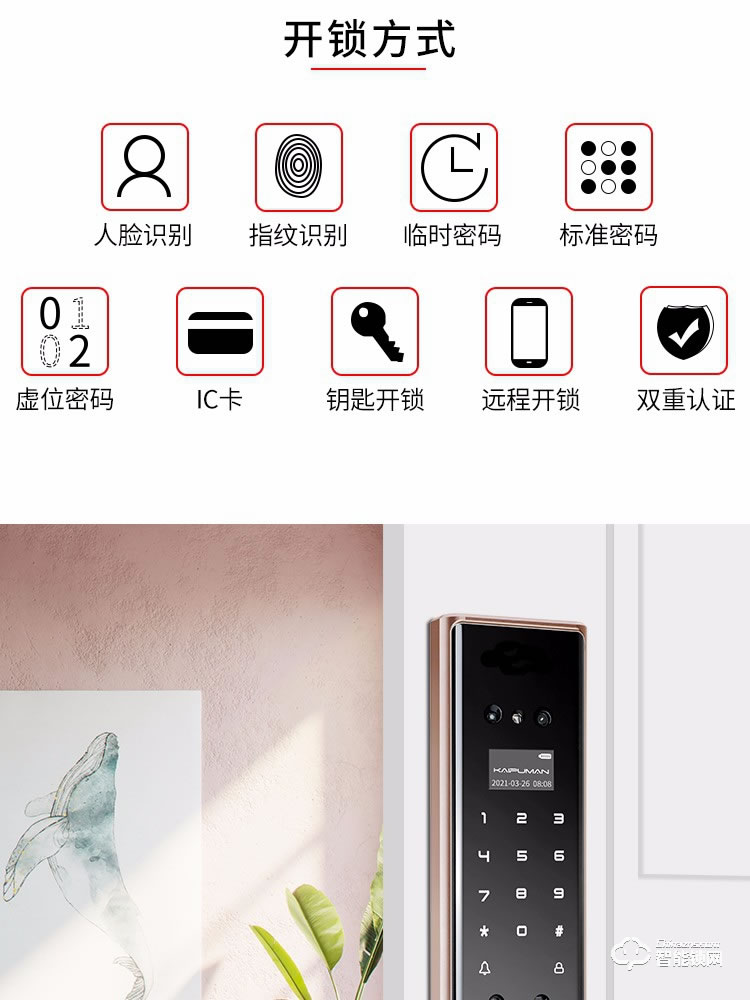 凯普曼智能锁 F9智能密码锁全自动门锁