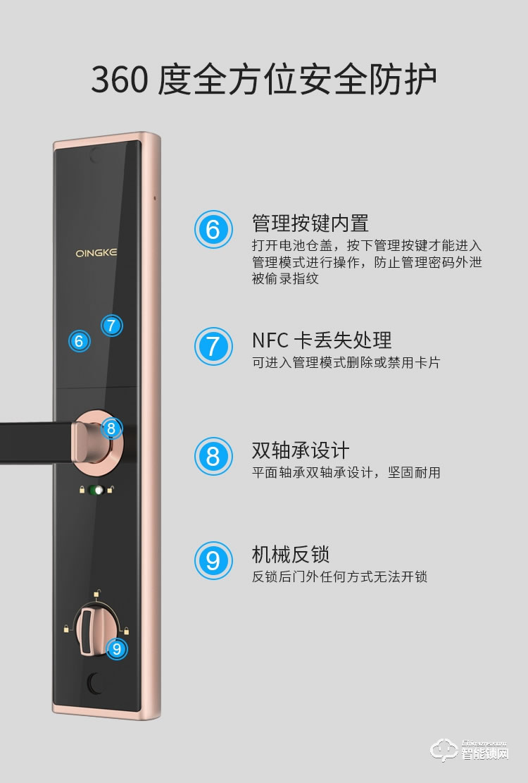 青稞智能锁 N5H家用防盗门智能密码指纹锁