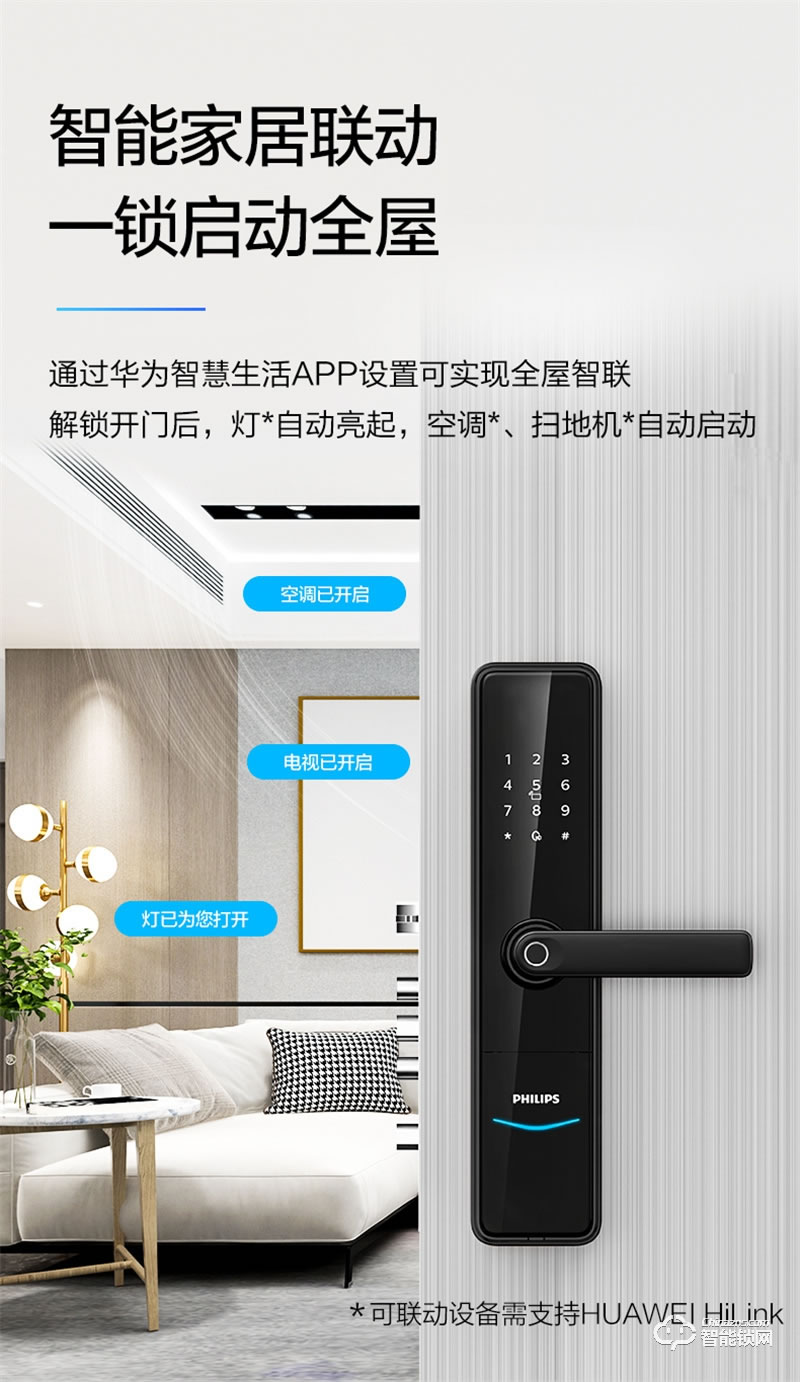 飞利浦智能锁603E 指纹防盗门家用WIFI密码电子锁