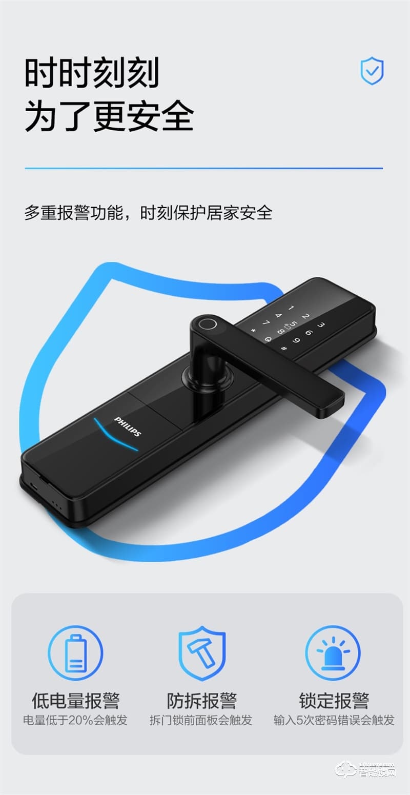 飞利浦智能锁DDL603E 指纹家用防盗门WIFI密码电子锁