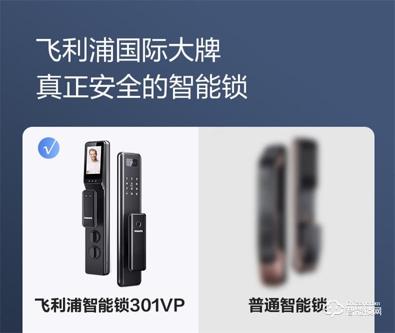 飞利浦708vp指纹锁 可视猫眼入户防盗门家用电子智能锁