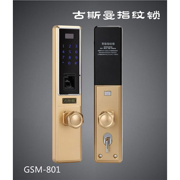 古斯曼智能锁 GSM-801香槟金锌合金直板智能锁